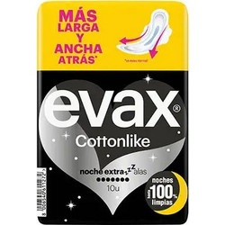 Evax Cottonlike Extra Night Σερβιέτες για Αυξημένη Ροή 7 Σταγόνες 10τμχ