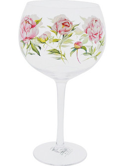 Enesco Ποτήρι Γυάλινο Κολωνάτο Peonies Copa 20cm