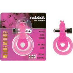 Seven Creations Rabbit Cock & Ball Harness Ελαστικό Δαχτυλίδι Πέους & Όρχεων Σιλικόνης με Δόνηση 1.5cm Ροζ