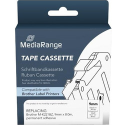 Ετικέτες Γενικής Χρήσης Mediarange (Brother M-K221BZ) 9mm, 8m, Laminated and Permanent Adhesive, Black on White Μαύρο σε λευκό φόντο