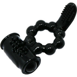 Baile Sweet Ring Double Stimulation D-219321 Ελαστικό Δαχτυλίδι Πέους Σιλικόνης με Δόνηση Μαύρο