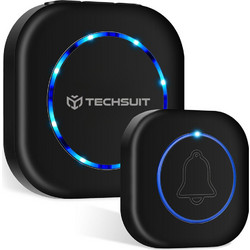 Techsuit - Ασύρματο Κουδούνι Buzzzly (su1) - Αδιάβροχη, 38 Μοναδικές Μελωδίες, 4 Ρυθμίσεις Εντασης, 5 Λειτουργίες Μουσικής/αναλαμπής - Μαύρη