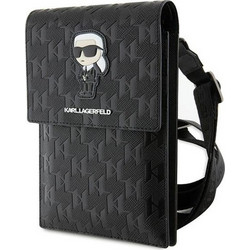 Karl Lagerfeld Saffiano Monogram Ikonik - Phone crossbody bag (black) - (KLWBSAKHPKK)