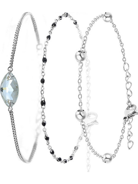 So Charm Σετ 3 Βραχιόλια Ασημί με Κρύσταλλα Swarovski BS4391+B2381N+B2371A