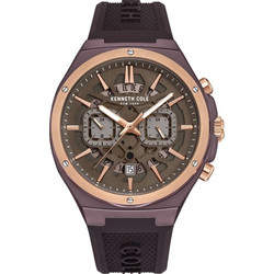 Kenneth Cole Ανδρικό Ρολόι Χρονογράφος με Καφέ Καουτσούκ Λουράκι KCWGQ2235002