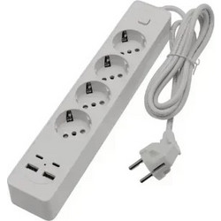 Πολύπριζο 4 θέσεων, 2 θύρες USB , 2 θύρες Type-C λευκό OG2204 Jortan