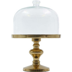 Τουρτιέρα Με Καπάκι Και Πόδι Molde 025997 24x24x37cm Gold Αλουμίνιο,Γυαλί