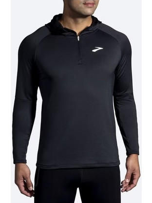 Brooks Notch Thermal 2.0 Ανδρικό Αθλητικό Φούτερ με Κουκούλα Μαύρο 211402-001
