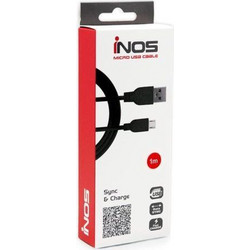 Καλώδιο Σύνδεσης USB 2.0 inos USB A σε Micro USB 10W 1m Μαύρο N24529