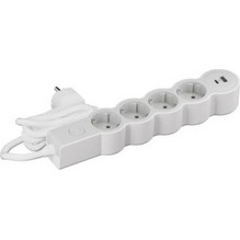 Legrand SurgeArrest 4 Outlets 1.5m,USB A+C, Cable White/Grey