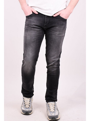 Παντελόνι τζιν με σκισίματα slim fit Μαύρο