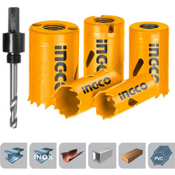 Ingco AKH0071 Ποτηροτρύπανα Bi-Metal με Άξονα Σετ 7 τεμ 19-35mm