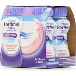 Nutricia Fortimel Protein 1.5 Kcal Φράουλα Θρεπτικό Συμπλήρωμα Διατροφής σε Υγρή Μορφή Υψηλής Περιεκτικότητας σε Πρωτεϊνη, 4 x 200ml
