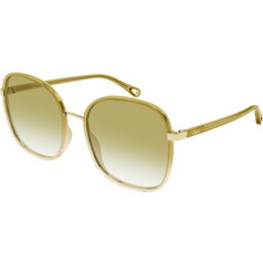 Chloe CH0031S 022 Γυναικεία Γυαλιά Ηλίου Τετράγωνα Μεταλλικά Μπεζ με Πράσινο Φακό