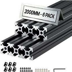 VEVOR Προφίλ Αλουμινίου 2020 T-Slot 2000 mm, Μαύρο, Σετ 6 Τεμαχίων TXOBLXCDGHS2ARDVS001V0