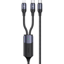 USAMS καλώδιο USB-C σε USB-C & Lightning US-SJ550, PD 100W, 1.2m, μαύρο