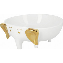 Διακοσμητικό Μπωλ Elephant RD0051731 Φ21,5x7cm White-Gold Trevoly Πορσελάνη