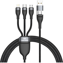 Leewello Braided USB to Lightning Cable 6A Μαύρο 1.2m Μαύρο Braided