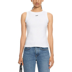 OFF STAMP RIB ROUND TANK TOP WOMEN OFF-WHITE