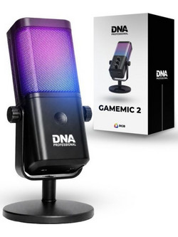 DNA GAMEMIC 2 condenser microphone USB RGB for computer gaming studio wired desktop stand set