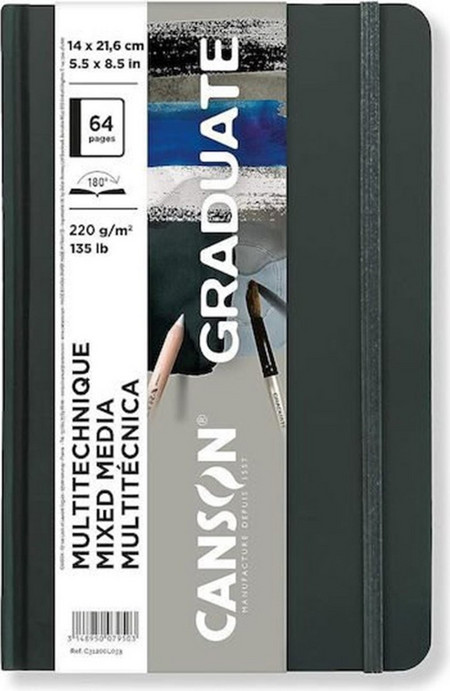 Graduate Canson Mixed Media Grey Long Side Book 220gr 14x21.6cm 64 pages