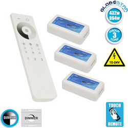 Ασύρματο LED Dimmer με Χειριστήριο Αφής 2.4G RF για Τρία Groups 12v (432w) - 24v (864w) DC GloboStar 04238