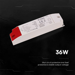 V-TAC 24249VT Τροφοδοτικό LED Πλαστικό 36W 24V 1.5A Λευκό IP44 160x41x30