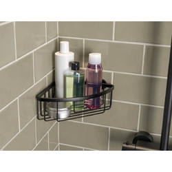 Tesa 40505-00000-00 Γωνιακή Επιτοίχια Ραφιέρα Μπάνιου Μεταλλική Μαύρη