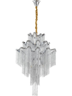 Artekko Chain Πολυέλαιος 9φωτος με Αλυσίδες Ασημί (60x60x90)cm