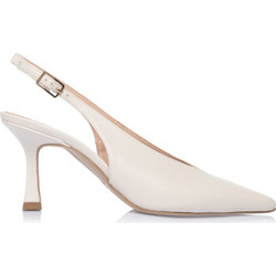 Sante Γόβες Slingback Δερμάτινες με Λεπτό Ψηλό Τακούνι Λευκές 26-208