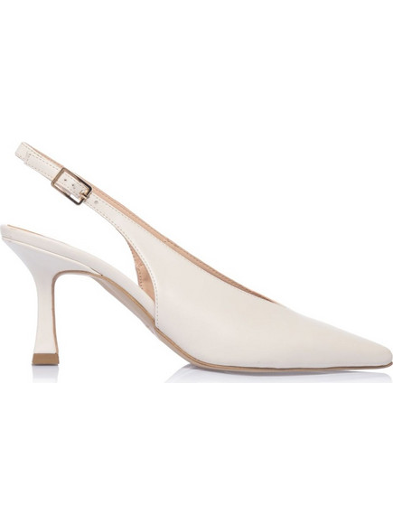 Sante Γόβες Slingback Δερμάτινες με Λεπτό Ψηλό Τακούνι Λευκές 26-208