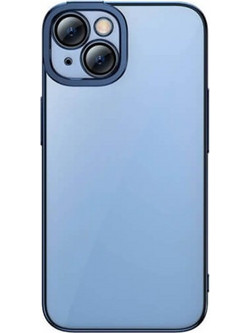 BASEUS GLITTER TRANSPARENT CASE AND TEMPERED GLASS SET IPHONE 14 PLUS BLUE