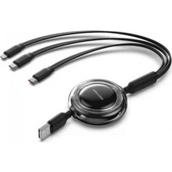VENTION 3-in-1 USB 2.0 Type-A Male to USB-C Male + USB-C Male + Lightning Male 3.5A Retractable Cable 1.1M Pink (TRJPBE) (VENTRJPBE)