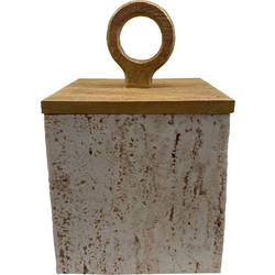 COPPER B ΔΟΧΕΙΟ ΑΠΟΘΗΚΕΥΣΗΣ ΜΕ ΚΑΠΑΚΙ 15x15x24cm POLYRESIN STONE ΦΥΣΙΚΟ c504271