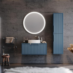 Σετ Έπιπλο Μπάνιου HOLE Μπλε MDF 18mm Λάκα 85 9SHOL085BLS Πάγκο 83x50x37cm Martin