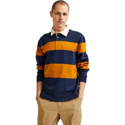 Selected Homme Rugby Polo - ΜΠΛΈ/ΠΟΡΤΟΚΑΛΊ