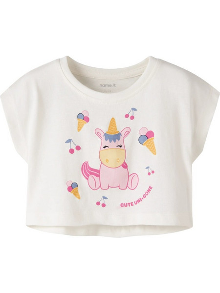 Name It Μπλούζα Crop Top Cloud Dancer Unicorn