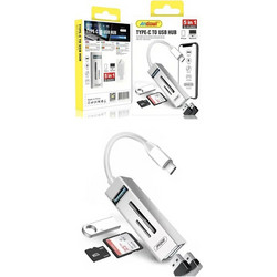 Andowl Q-HU802 USB Hub 3.0 USB-A με 5 Θύρες USB-A / Card Reader