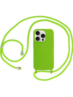 Forcell iPhone 12 Pro Max Soft Touch Cover With Neck Strap Θήκη Σιλικόνης - Light Green