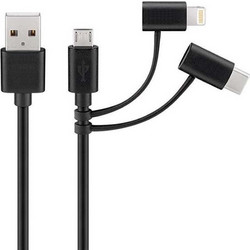 Καλώδιο Nedis USB-A Male to USB-C / Micro-USB / Lightning 100W 1m Black CCGL60620BK10