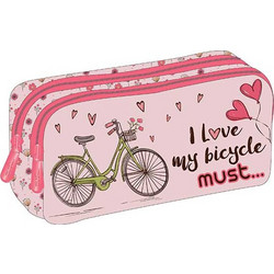 Must Energy Bicycle Κασετίνα με 2 Θήκες Ροζ 579513