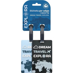 Ετικέτα Βαλίτσας Lebez Explora 10.5x6.5cm σετ 2τμχ μαύρο/μπλε