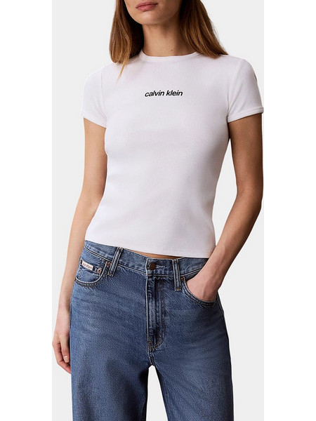 CALVIN KLEIN JEANS SS CONTOUR RIB LOGO RINGER TEE LV047G816G-YAF White