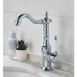 Μπαταρία Νιπτήρα Chrome-Λευκό Antique Retro Bonken HT-1510