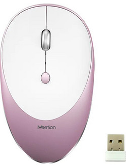 Meetion MT-R600 Ασύρματο Ποντίκι White Pink
