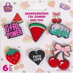 Pins Διακοσμητικά για Σαμπό Φρούτα & Girl Power- 6 τμχ