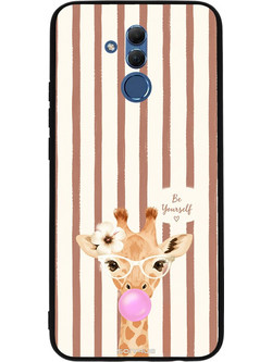 Sonique Stripe Stories Series Θήκη Huawei Mate 20 Lite Καφέ με Σχέδιο «Καμηλοπάρδαλη με Τσιχλόφουσκα»