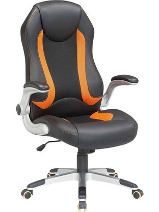 Velco Καρέκλα Gaming Δερματίνης με Ρυθμιζόμενα Μπράτσα Μαύρη 66-23553
