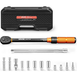 VEVOR Δυναμόκλειδο Κλικ 3/8" 5-45 lb-ft / 6,8-61,2 Nm με Καρυδάκια Μπουζί, Μύτες, Καθολικό Σύνδεσμο, Προέκταση και Θήκη DJSNLBSHCS54RJRNG001V0