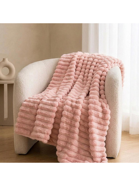 551788 ΚΟΥΒΕΡΤΑ FAUX FUR ΡΟΖ 200X230ΕΚ